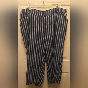 Lane Bryant Navy & White Striped Capris